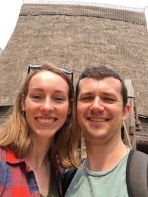 Here we are in front of a traditional longhouse. Mostly this is the only photo of the day where we're not realllly sweaty.