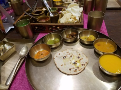 A thali at Samaroh. All of the dishes and utensils were a nice heavy copper.