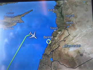 The approach to Beirut. I'd love to calculate the fuel expenditure for this zigzag.