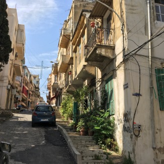 Street view of colonial buildings in Beirut.