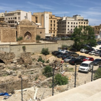 Archeological ruins in Beirut. I love that it's being used as a parking lot.
